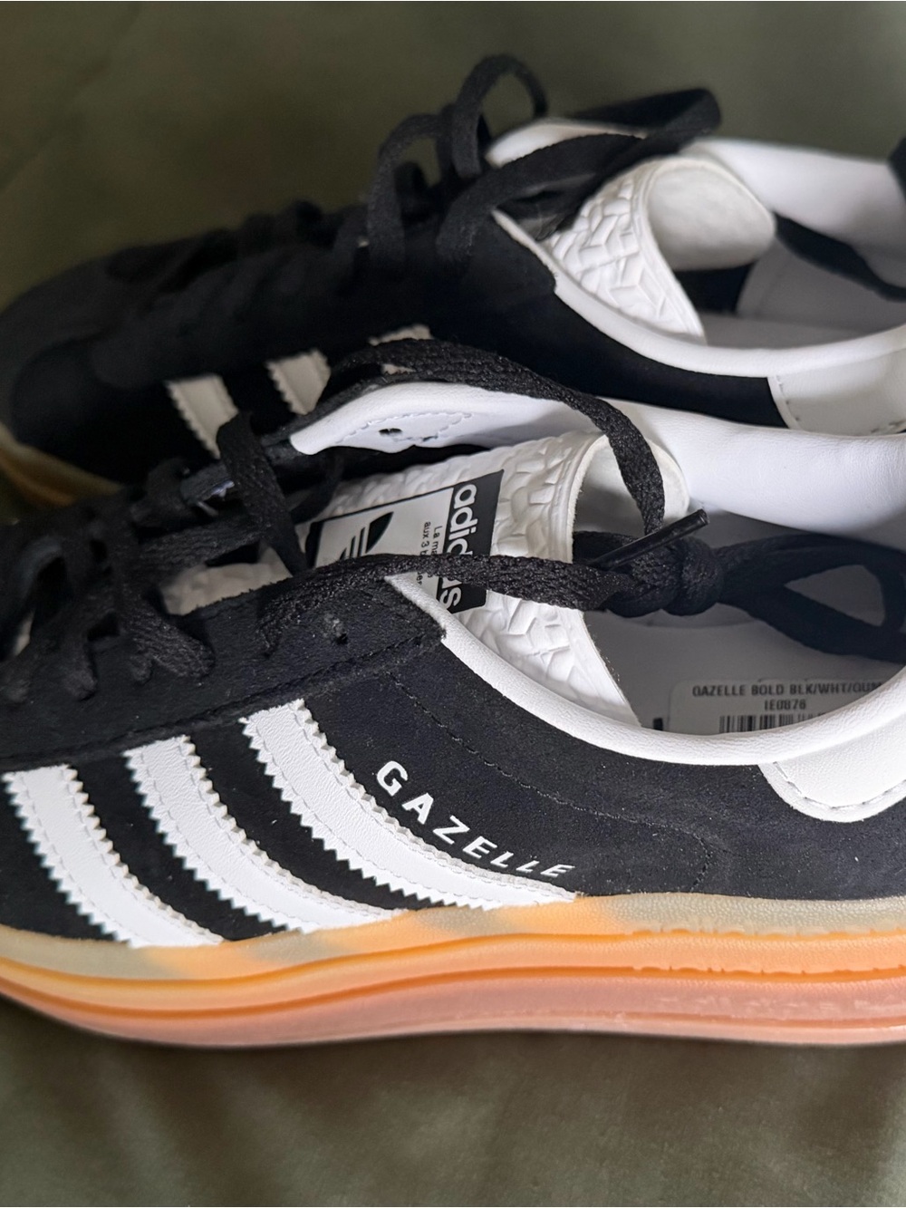 adidas Gazelle Black White with Gum Sole Sneakers